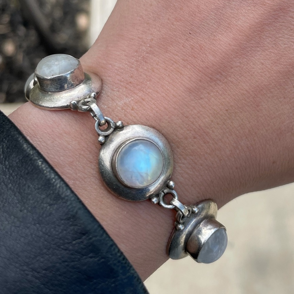 Antique Sterling Silver Moonstone Bracelet